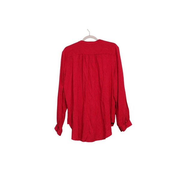 Sundance Blouse Top Petite Medium Pin Tuck Pleated Long Sleeve Half Button Flowy - Picture 5 of 12